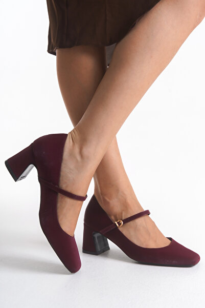 Solo Bag Kadın Mary Jane Kalın Topuklu 5 cm Bordo Topuklu Ayakkabı