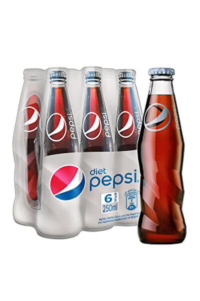 Pepsi مشروب غازي دايت، زجاجة زجاجية، 250 مل × 6