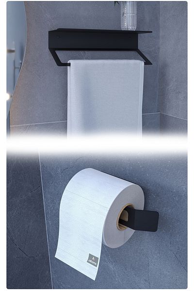 alfams by fmsa Metal Set of 2 |   Toilet Paper Holder + Towel Rack – Rustproof, Long-Lasting Modern
