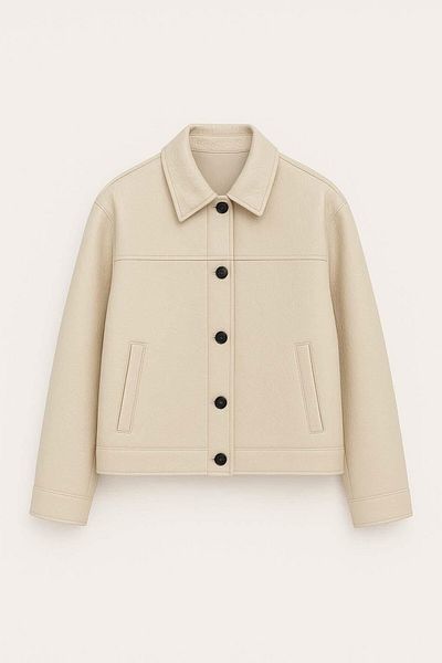 Valiberta Denzel Buttoned Side Pocket Leather Look Men's Jacket - Beige
