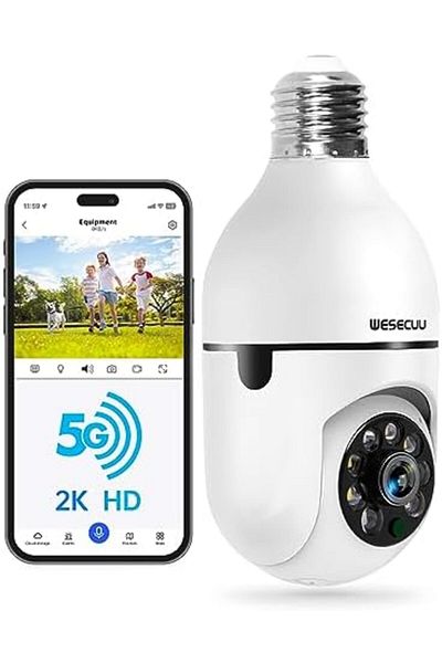 Shopi WESECUU Light Bulb Security Camera - 5G & 2.4GHz WiFi, 2K Security Cameras Wireless Outdoor