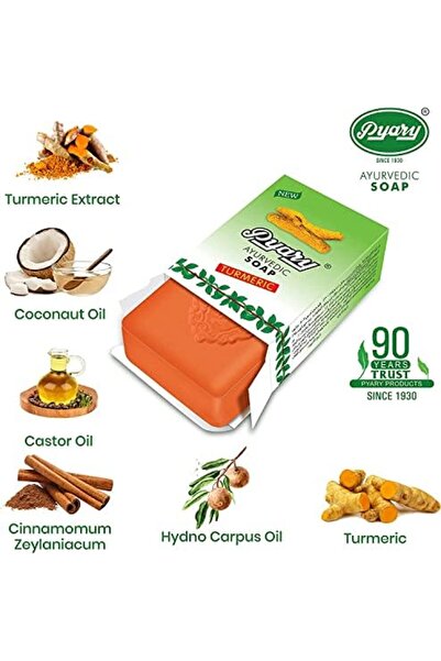 Pyary Turmeric Herbal Soap Bar 12 Pieces 75 gm, Original Beauty Soap, Orange