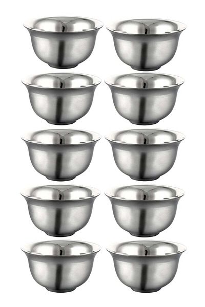 Smart Kitchen Set of 10 Double Wall Stainless Steel Bowls Available in Sizes 12cm