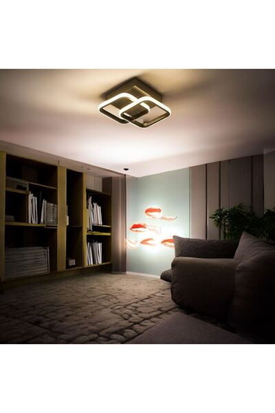 KRAYDINLATMA ARES Siyah Kare Yeni Süper Gün Işığı Ledli Avize