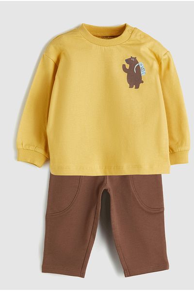 LC Waikiki Lcw Kidssari Crew Neck Printed Baby Boy Sweatshirt and Pants 2 Piece Set