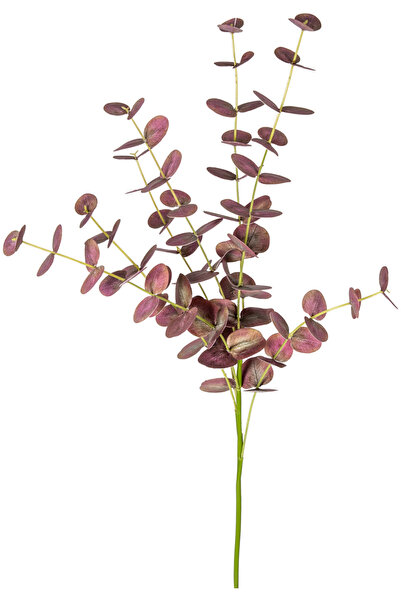 Herdekora Yapay Okaliptus Dalı, Gerçek Dokulu, Bordo - 87 cm