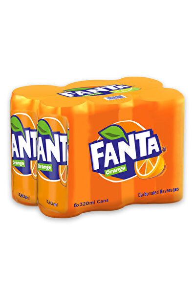 Fanta برتقال، مشروب غازي، علبة 320 مل، عبوة من 6 قطع