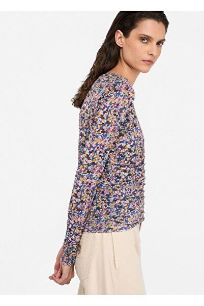 Liu Jo Women's Slim Fit V-Neck Leopard Print Long Sleeve Multi-Color Blouse Mf5081J3821-M9993