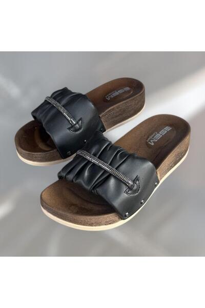 Esem Women's Black Comfort Sole Orthopedic Stone Slippers