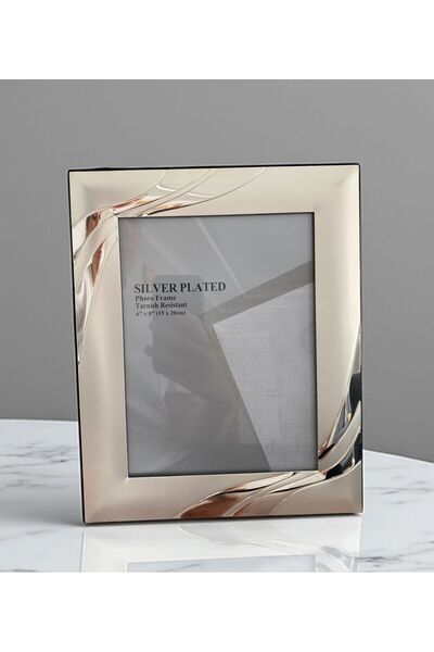 BSP Silver Look Metal Picture Frame Picture Size Height 15cm Width 20cm (with Glass)