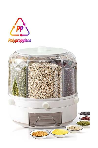 Generic Excefore Grain Dispenser, Grain and Rice Storage Container Kitchen, 360Â° Rotating 6 Grid Grain Dis