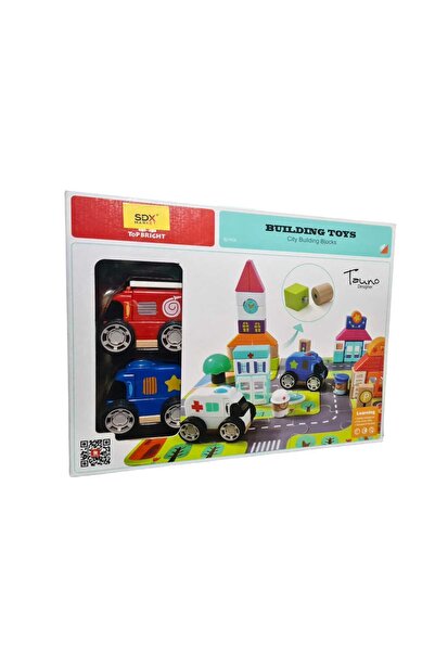 SDX Market Joc educativ Montessori tip Construcție de cuburi cu vehicule de i...