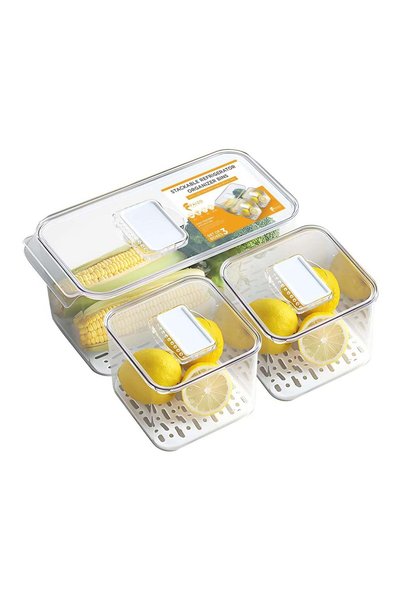 Generic Refrigerator Organizers Clear Acrylic Storage Container with Lid, Lea...