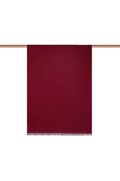 ipekevi Four Seasons Burgundy Ie Monogram Shawl