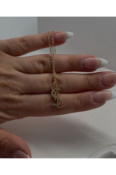 GUNESTAKI Gold Stone Yssl Model Steel Necklace