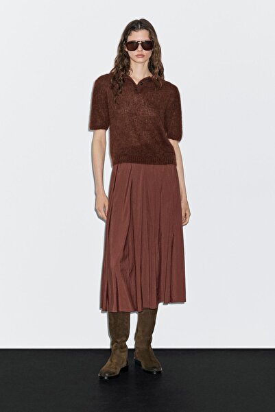 Massimo Dutti Pilili teknik midi etek