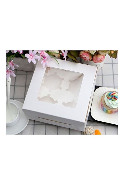 Generic 12-Piece 4-Cavities Kraft Paper Cupcake Box With Inserts White/Clear ...