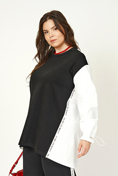 Büyük Moda Mixli Striped Bluz