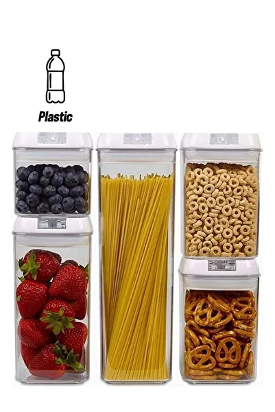 Generic BGM 5-Piece Food Storage Containers With Airtight Lock Lids Clear/White 1.2Liters
