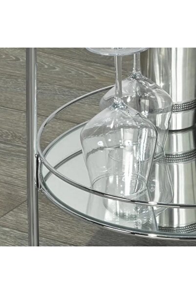 private house عربة شاي ستيل زجاج علوي مرايا سفلي تايواني فضي