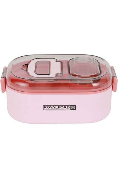 Generic Royalford Royalford 950ml Lunch Box with Spoon - RF12175, Plastic rectangular tiffin with lid, leak