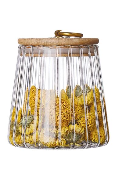 Generic SYOSI Glass Jars, 650ml Coffee Nuts Canister Airtight Storage Jar Petal Decorative Container with B