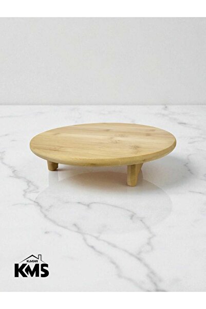 kmskumsar Bamboo Round Leg Presentation Tray