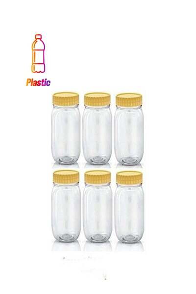Generic ALSAQER Alsaqer 6-Pieces Plastic Spice Storage Pet Jar -Sunpet 1000 ml Round Clear Jars with lid-Pl