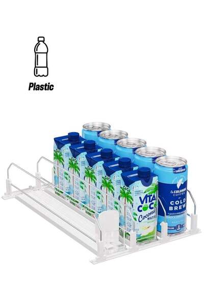 Generic Toko Soda Can Organizer for Fridge Refrigerator | 3 Rows | Spring Loaded Self-Pushing Automatic Gli