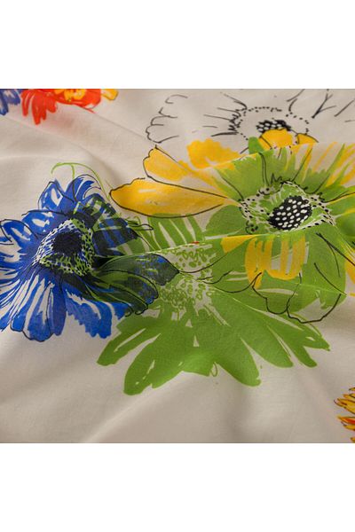 ipekevi Cream Green Single Flower Cotton Scarf