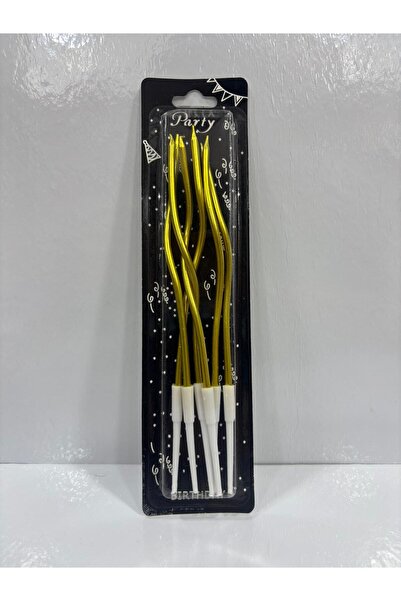shop 6'lı KIVRIMLI ALTIN SARISI Doğum Günü Mumu 15CM Pasta Mumu Kıvrık Mum
