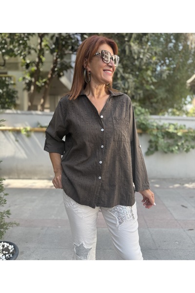 DenizEge Italian Brode Collar Shirt Bitter Brown