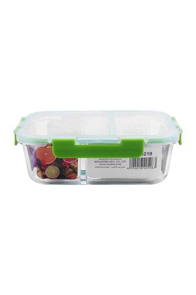 Generic Royalford 2-Compartment Food Container Clear/Green 1500ml