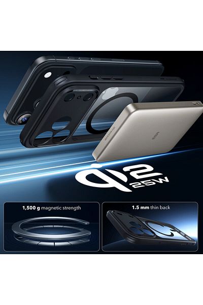 ESR Carcasă iPhone 17 Pro Classic Hybrid HaloLock, Neagră/Transparentă