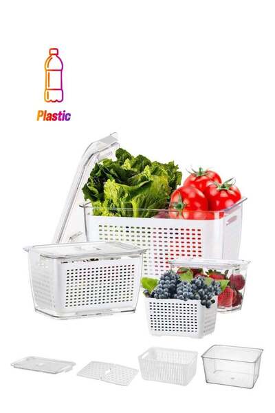 Generic Fresh Produce Saver Veggie Fruit Storage Containers 6-in-1 for Refrig...