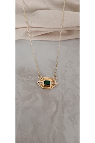 Shae Jewelry قلادة نسائية من الذهب والزمرد الأخضر