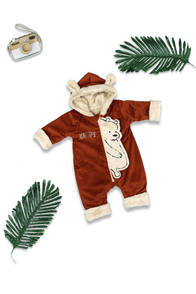 Nehad Bebe Baby Boy Welsoft Jumpsuit with Teddy Bear Accessory