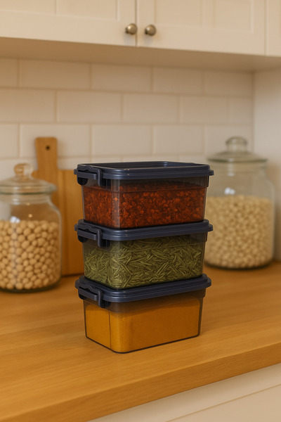 ELDİPA 3-Piece 800 ml Premium Modern Pantry Storage Container Food Storage Container with Clip
