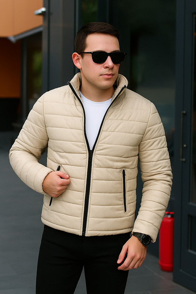Gameyal Unisex Beige Quilted Inflatable Coat