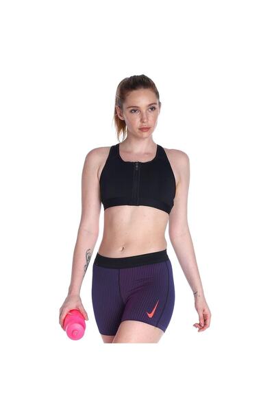 Nike Sutien sport pentru femei Swoosh cu suport mediu, căptușit, cu fermoar în față Dd1205-010