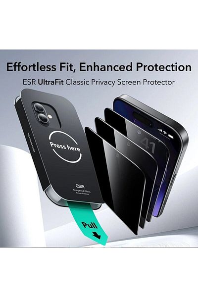 ESR [Pachet 3x] Folie sticla iPhone 17 Privacy Tempered Glass UltraFit, negru