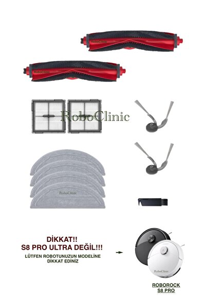 Roboclinic Roborock S8 Pro / S8 Pro+ (ليس الترا!) فرشاة بديلة متوافقة مع مكنس...