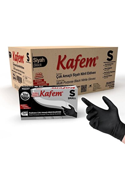 KAFEM Multi-Purpose Black Nitrile Gloves (S) 100 X 20 Pack (Parcel)