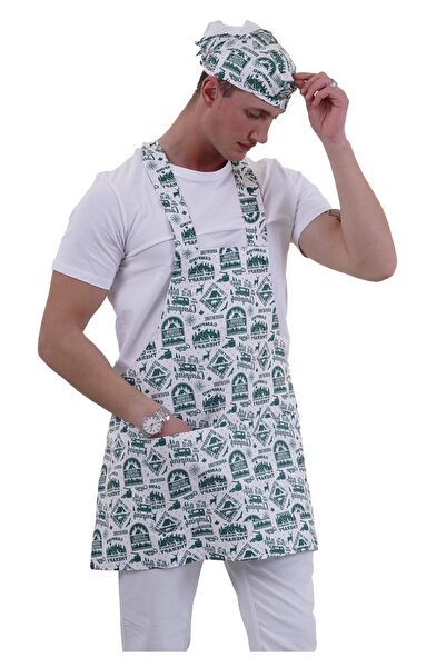 Exve Exclusive Green nature camping Printed caravan bib apron chef barista cook hat kitchen set