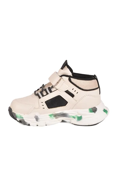 WALKWAY Pepino 2063 B Cream-Black-Green Lightweight Velcro Children's Sports Shoes