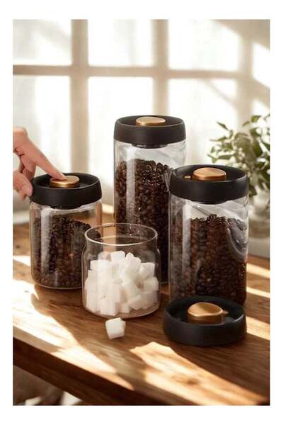 Generic High-Quality Borosilicate Glass Vacuum Storage Jar with Press-to-Rele...