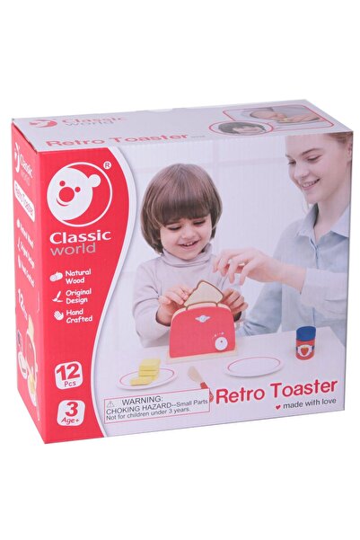 NEWBRENDHOME ألعاب تعليمية خشبية، محمصة خبز كلاسيكية وملحقاتها، للفتيات والأولاد