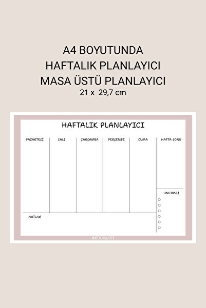 MEDUSAART Büyük Boy Haftalık Masaüstü Planlayıcı - Kahve