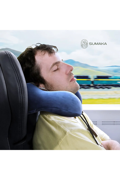 SUMAKA Travel Pillow Memory Foam Neck Pillow, Comfortable & Breathable Cover (Brown)