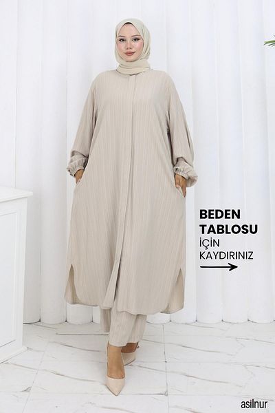 ASİLNUR Merve Cotton Umrah Suit Stone